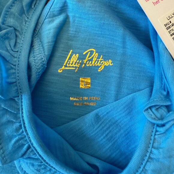 NWT!!! Lilly Pulitzer Lunar Blue Gigi Ruffle Tank Top, Size Large - Picture 8 of 8